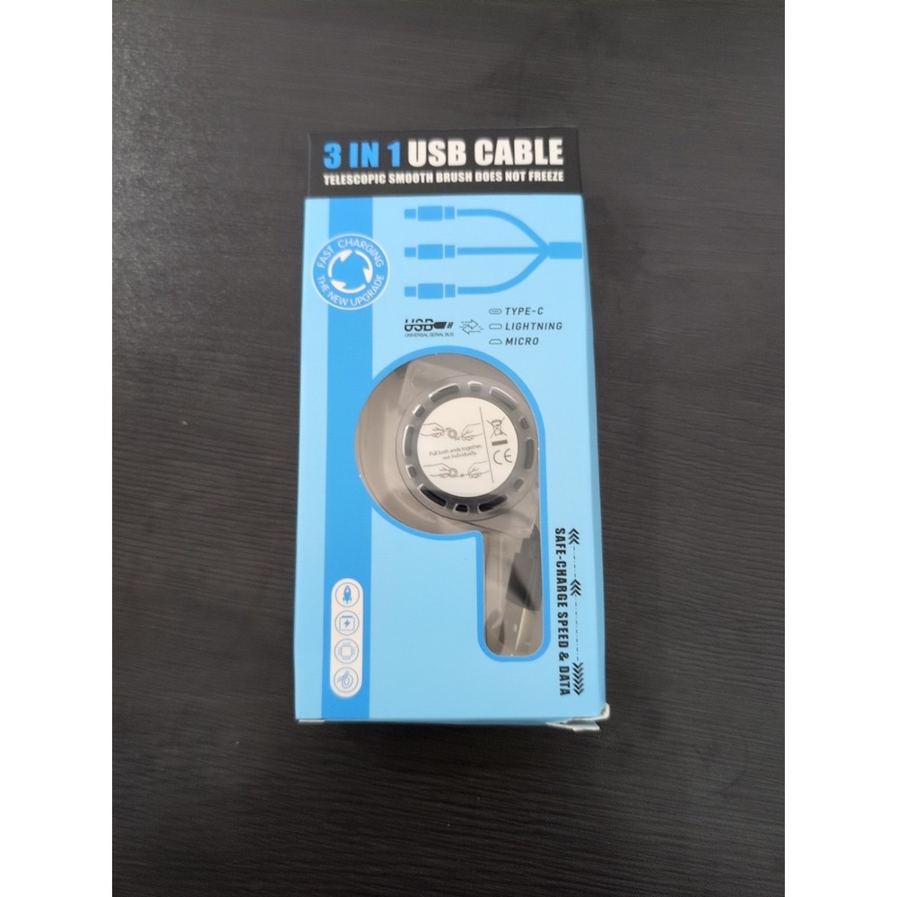 3 in‎ 1 Charging Cable Retractable Multi Type C/Fast Micro USB Charger Cord